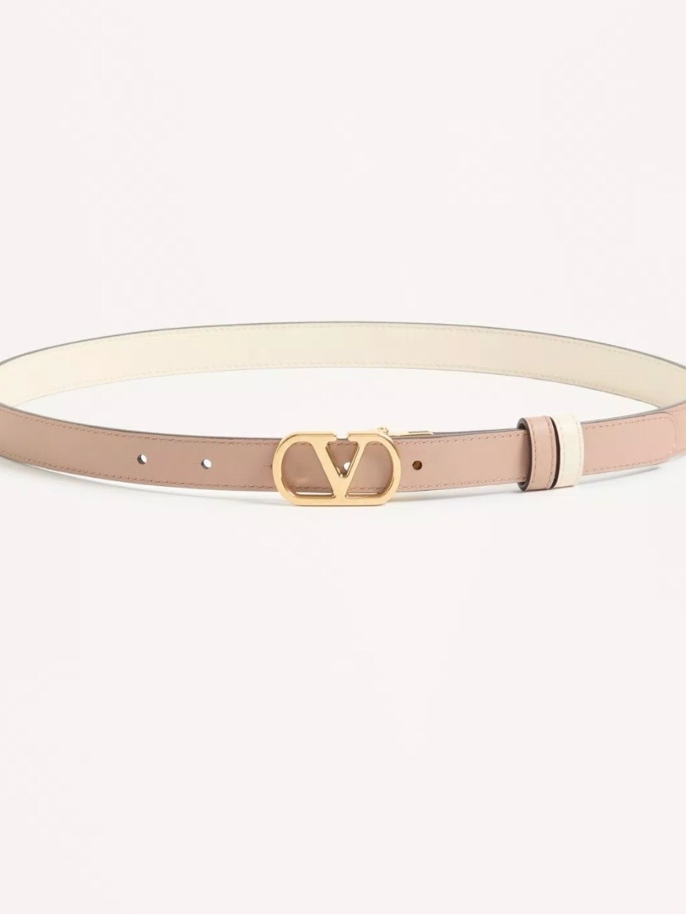 Valentino VLogo Pink Leather Slim Belt